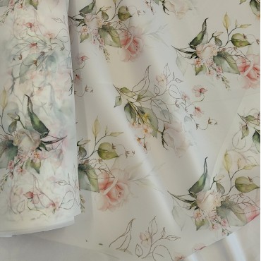 Органза матовая Виола с цветочным принтом розы ver.0.1