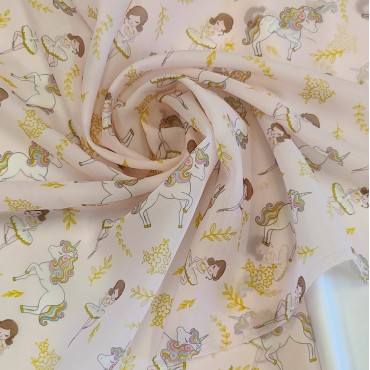 Органза матовая Виола с балериной и единорогом
