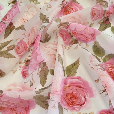 Органза матовая Виола с красивыми Розами