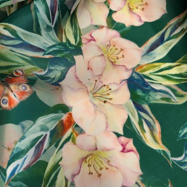 Органза матовая Виола с тропическим принтом