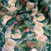 Органза матовая Виола с тропическим принтом