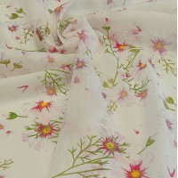 Органза матовая Виола с цветочным принтом