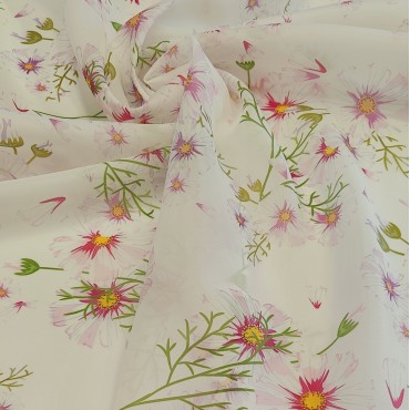 Органза матовая Виола с цветочным принтом