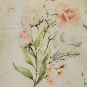 Органза матовая Виола с цветочным принтом розы