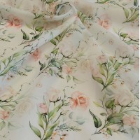 Органза матовая Виола с цветочным принтом розы