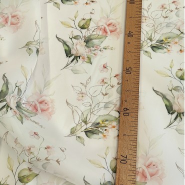 Органза матовая Виола с цветочным принтом розы ver.0.1