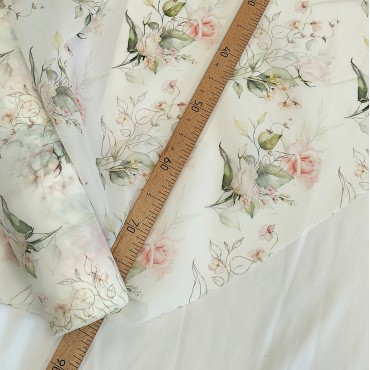Органза матовая Виола с цветочным принтом розы ver.0.1