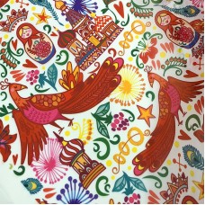 Органза матовая Виола с принтом символы Москвы