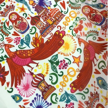 Органза матовая Виола с принтом символы Москвы