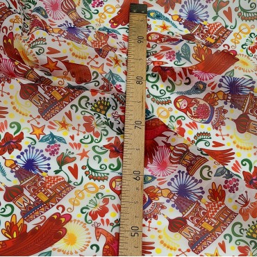 Органза матовая Виола с принтом символы Москвы