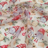 Органза матовая Виола с рождественскими гномами