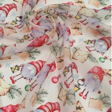 Органза матовая Виола с рождественскими гномами