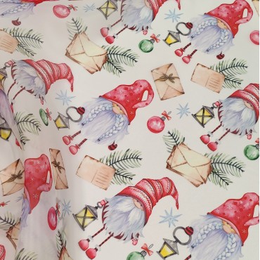 Органза матовая Виола с рождественскими гномами