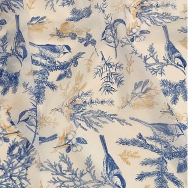 Органза матовая Виола с птичками на ветках