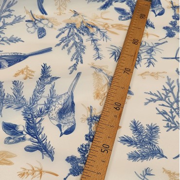 Органза матовая Виола с птичками на ветках