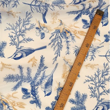 Органза матовая Виола с птичками на ветках