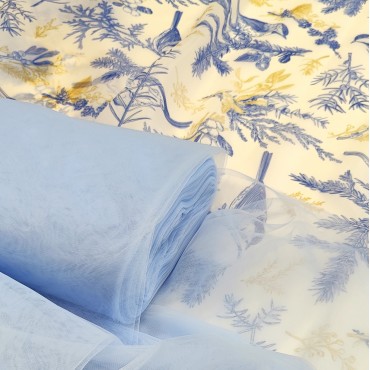 Органза матовая Виола с птичками на ветках