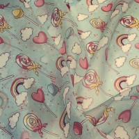 Органза матовая Виола с яркими леденцами