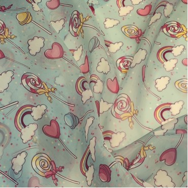 Органза матовая Виола с яркими леденцами