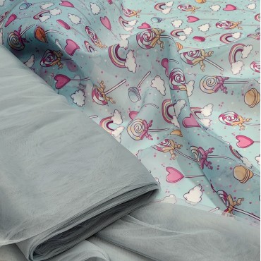 Органза матовая Виола с яркими леденцами