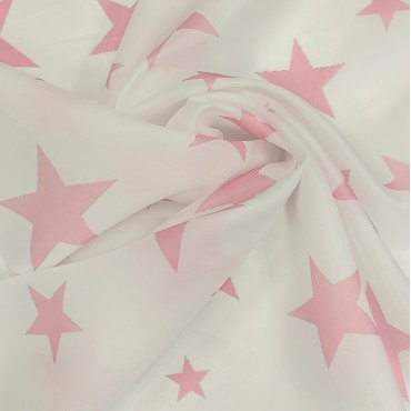 Органза матовая Виола с розовыми звездами