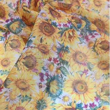 Органза матовая Виола с яркими подсолнухами