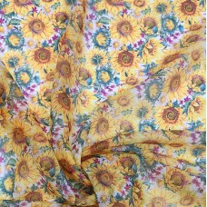 Органза матовая Виола с яркими подсолнухами