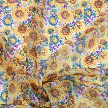 Органза матовая Виола с яркими подсолнухами