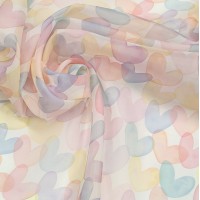 Органза матовая Виола пастельно-розовые сердечки