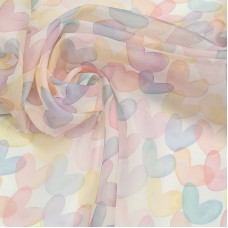 Органза матовая Виола пастельно-розовые сердечки
