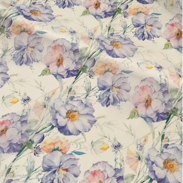 Органза матовая Виола цветы акварелью 260 см