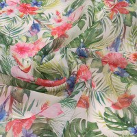 Органза матовая Виола тропический принт акварелью