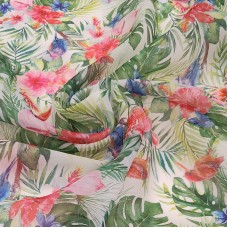 Органза матовая Виола тропический принт акварелью