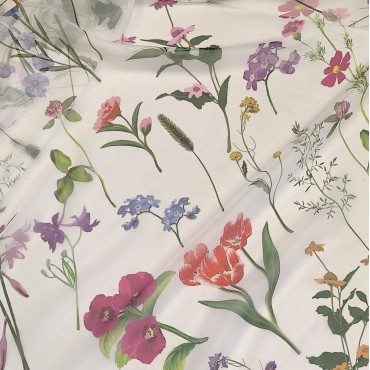 Органза матовая Виола с полевыми цветами