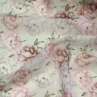 Органза матовая Виола с красивыми Пионами