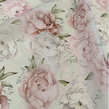 Органза матовая Виола с красивыми Пионами