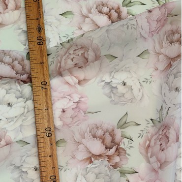 Органза матовая Виола с красивыми Пионами