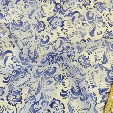 Органза матовая Виола с принтом Гжель