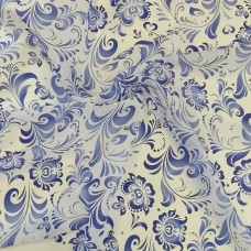 Органза матовая Виола с принтом Гжель