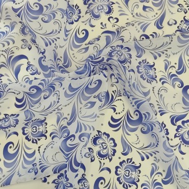 Органза матовая Виола с принтом Гжель