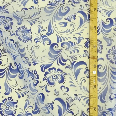 Органза матовая Виола с принтом Гжель