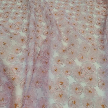 Органза матовая Виола с цветочными пионами