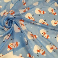 Органза матовая Виола с снеговичками