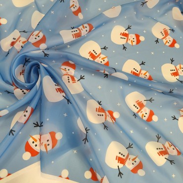 Органза матовая Виола с снеговичками