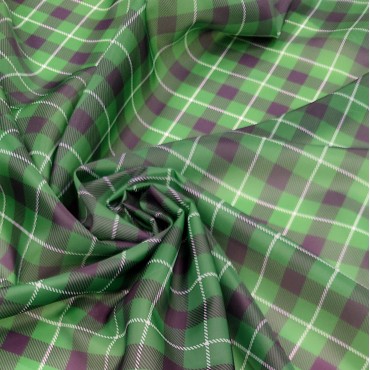 Органза матовая Виола клетка тартан зеленая