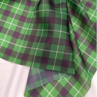 Органза матовая Виола клетка тартан зеленая