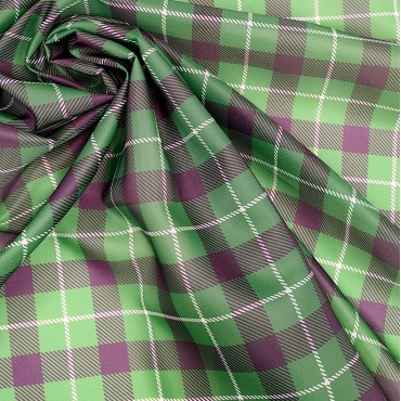 Органза матовая Виола клетка тартан зеленая