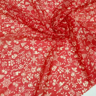 Органза матовая Виола с новогодним дизайном