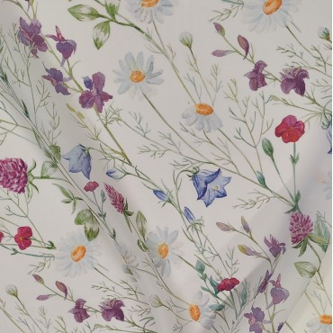 Органза матовая Виола с полевыми цветами