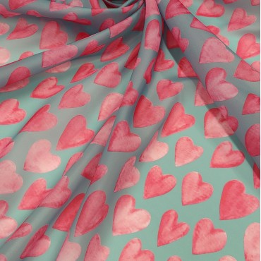 Органза матовая Виола с розовыми сердечками